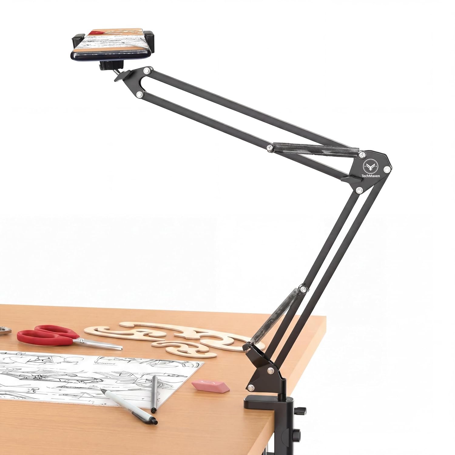 Overhead Mobile Stand for Desk | 360° Adjustable Phone Holder | Lazy Arm Mount for Video/Photo Shooting | Bed, Kitchen, Study Table Clamp | Sturdy Metal Stand for Content Creators