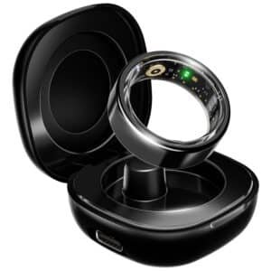 Boat SmartRing Active w/Stylish Stainless-Steel & Lightweight, Health Monitor, Magnetic Charging Case, 5ATM,Crest App & Coins, 20+ Sports Modes(Midnight Black 10)