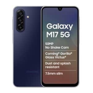 Samsung Galaxy M17 5G Mobile (Sapphire Black, 4GB RAM, 128GB Storage) | 50MP OIS Triple Camera | Gorilla Glass Victus | IP54 | 6 Gen OS Upgrades | AI | Gemini Live | Lag-Free Gaming | Without Charger