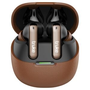 truke New Launch Mega 7 True Wireless in-Ear Earbuds w/ 24-Bit 360 Spatial Audio, 60H Playtime & Fast Charging Buds, Dual Pairing, 40ms Low Latency TWS, 4-Mic ENC, Made in India-(Coffee Brown)