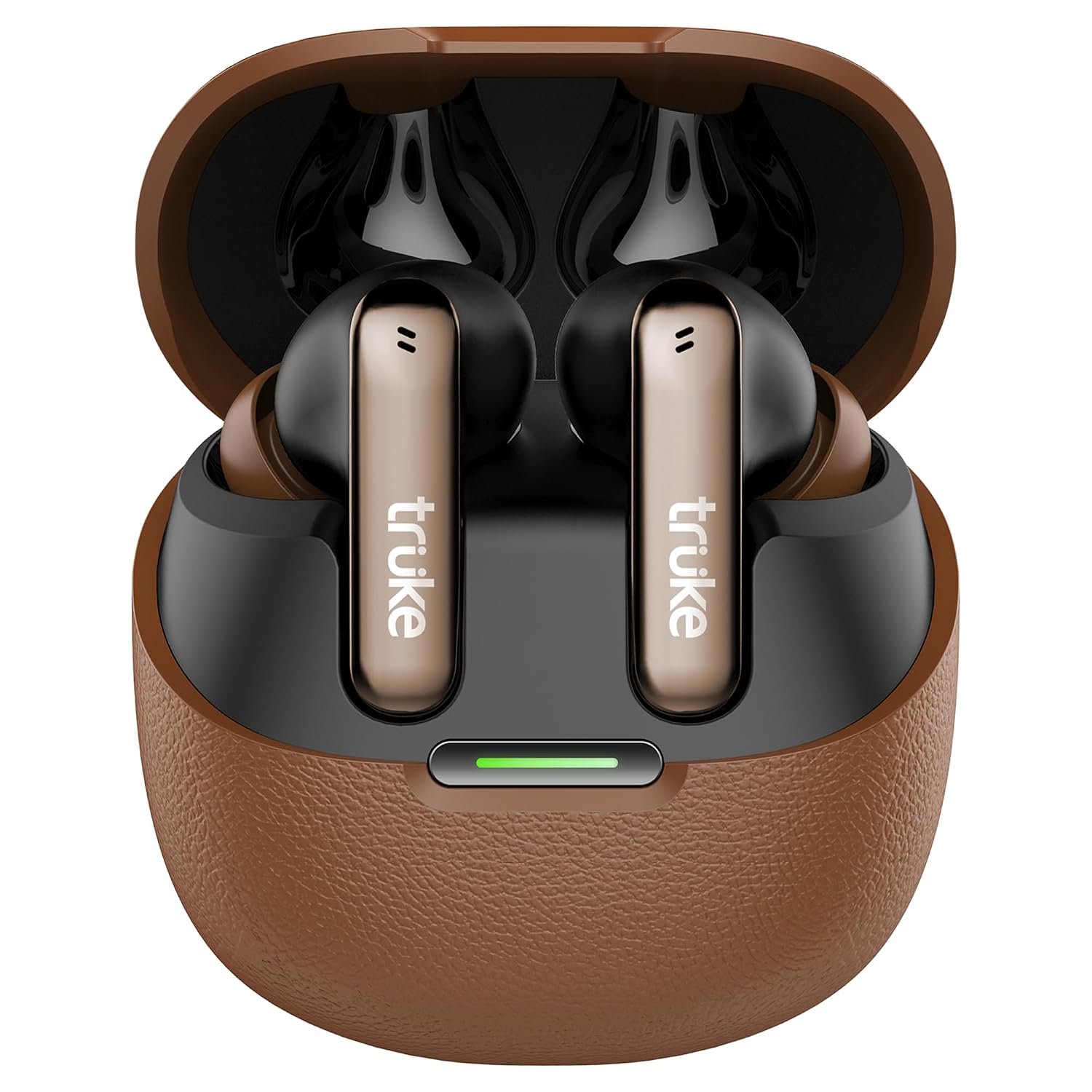 truke New Launch Mega 7 True Wireless in-Ear Earbuds w/ 24-Bit 360 Spatial Audio, 60H Playtime & Fast Charging Buds, Dual Pairing, 40ms Low Latency TWS, 4-Mic ENC, Made in India-(Coffee Brown)