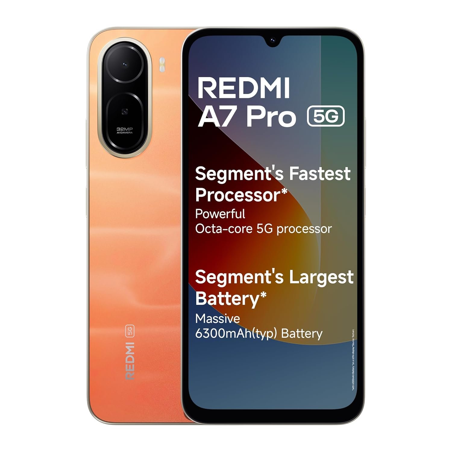 REDMI A7 Pro 5G (Sunset Orange, 4GB RAM,128GB Storage) | Segment's Fastest Processor | Segment's Largest Battery | Segment's Largest & Smoothest 6.9in 120Hz Display