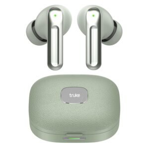 truke Mega 9 New Launch True Wireless in Ear Earbuds W/ 24-Bit Lossless Spatial Audio, 70H Battery Fast Charge Ear Buds, Leather Finish, 13mm Speakers TWS, 40ms Ultra Low Latency, 4Mics ENC