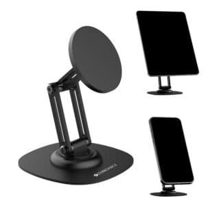 Zebronics Magnetic Mobile & Tablet Holder, 360° Rotation, Multi-Angle Adjustable, MagSafe Compatible with Metal Ring, N52 Magnet, Foldable Compact Design, Anti-Skid Base (MS400)