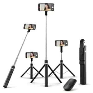 Novobit Selfie Stick Tripod with LED Light & Bluetooth, Aluminium 170cm/67 Inch Multi-Height Stand | 3-in-1 Selfie Stick, Tripod & Phone Stand for Vlogging, Reels, Travel & Video Recording