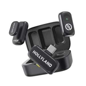 Hollyland Lark A1 Duo Wireless Lavalier Microphone, 48kHz/24-bit Audio, 3-Level Noise Cancellation, 200m Range, Clip-On Mic for iPhone 15/16, Android, YouTube, Podcast & Vlog