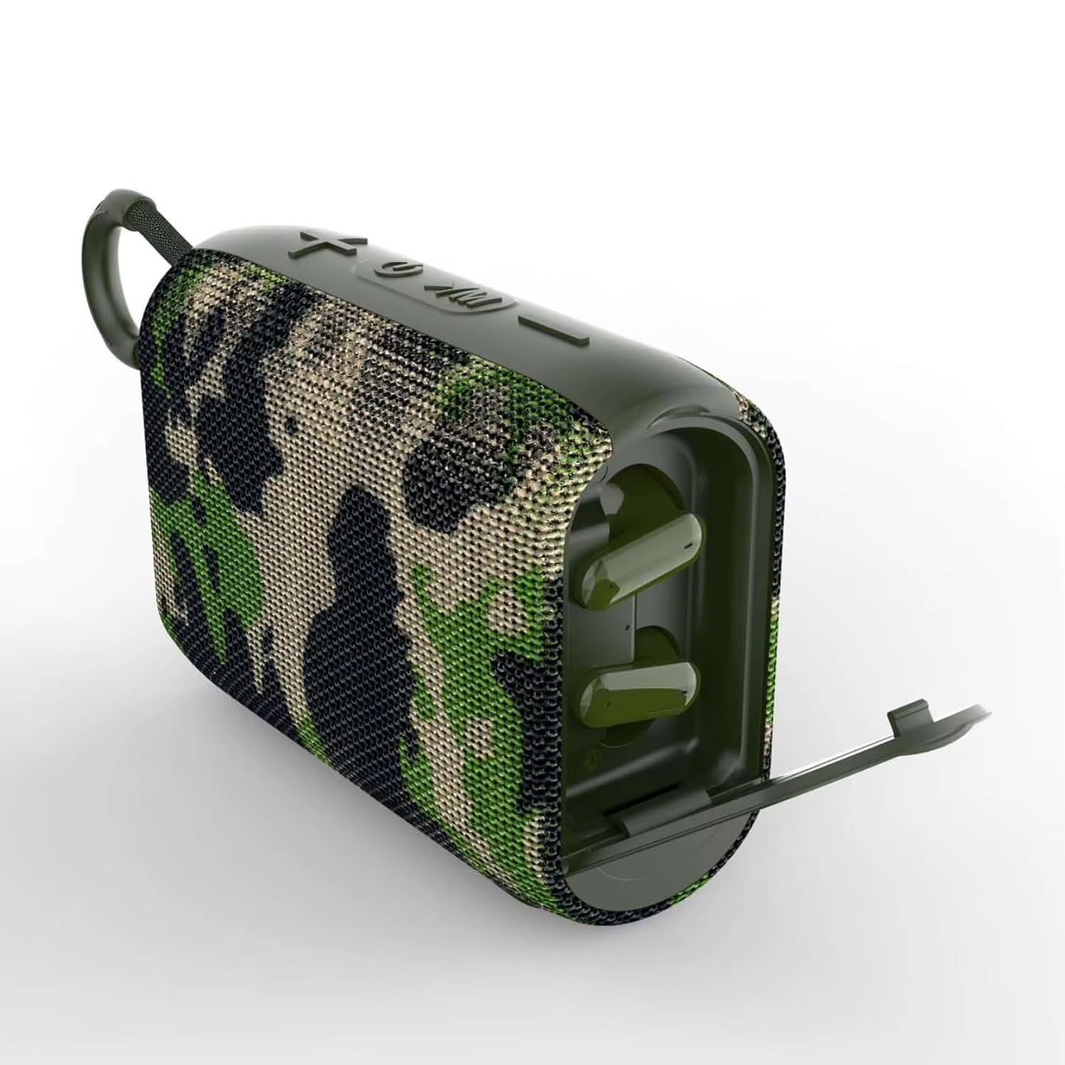 2-in-1 Bluetooth Speaker with TWS Earbuds, Camouflage Green