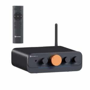 Fosi Audio HT4S Bluetooth Amplifier 4.1/5.0 Ch Stereo for Outdoor Speakers, 4-Channel Power Amplifier for Bass Shaker Sim Racing Cockpit, Support AUX/Optical Input with Remote Control