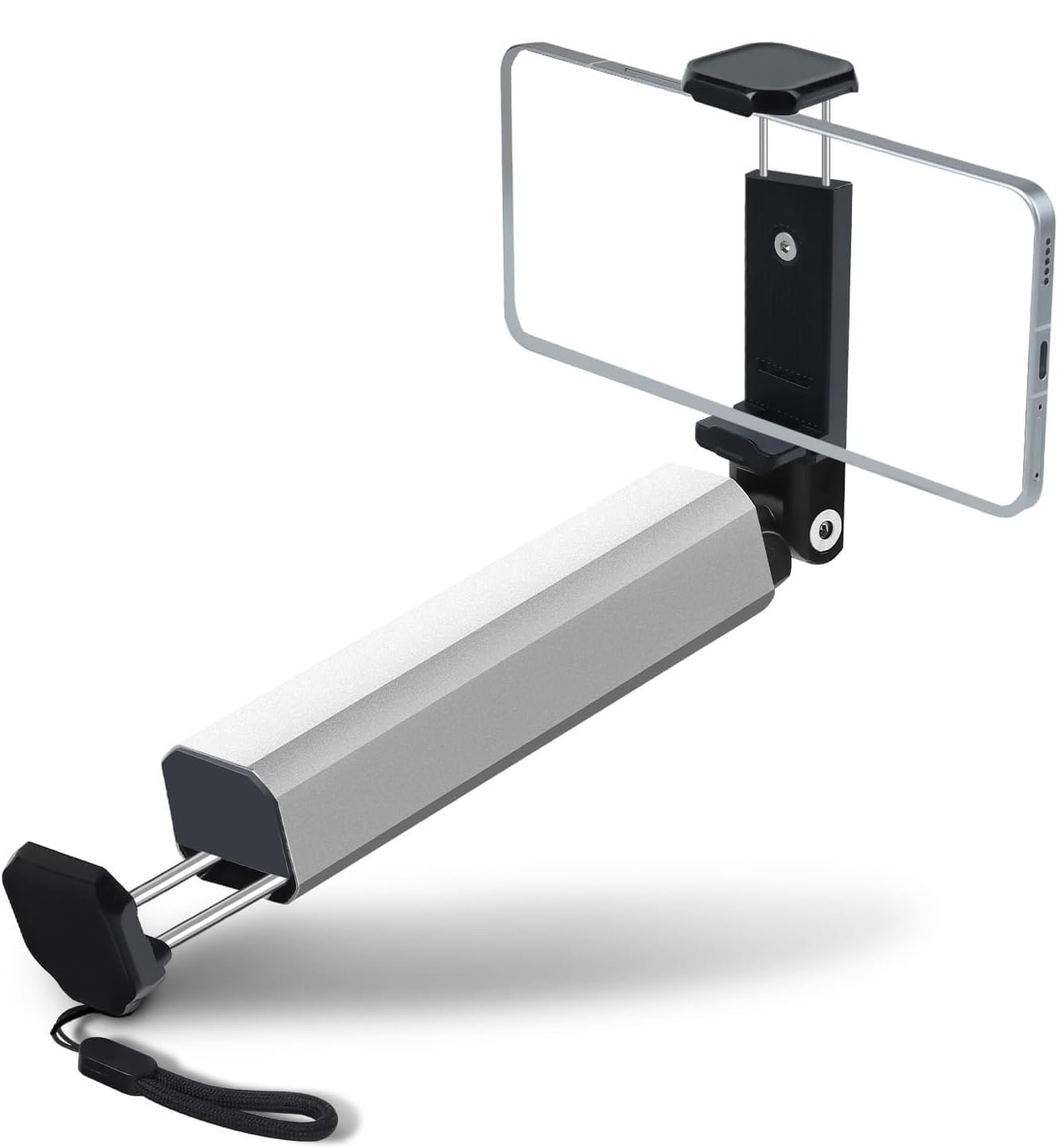 Aluminum Alloy Mobile Phone Stand | Adjustable & Foldable 360° Rotation Phone Holder for Desk, Car, Train & Airplane | Portable Travel Stand for i.Phone & Android (Silver)