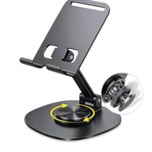 Samarthdip 360 Degree Rotating Foldable Metal Mobile Stand for Smartphones, Black, Freestanding, Adjustable Desk Phone Holder