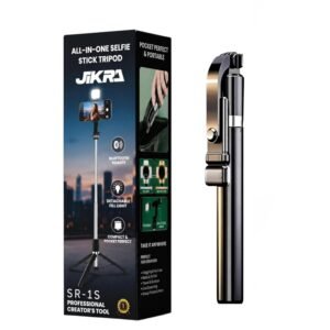Selfie Stick Tripod 25 inch with Bluetooth Remote & Light (2.5 FT) | 3-in-1 Multifunctional, Foldable Design, Metal Build, Smartphone Compatible, 1 Year Warranty