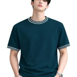London Hills Men’s Solid Round Neck t Shirt for man | Tshirt for man | Mens Tshirt | t Shirt | Tshirts for Men,| Men t-Shirts with Contrast Tipping | Round Neck t Shirts for menn