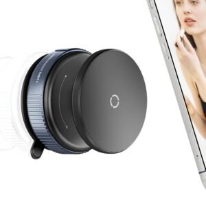 volport 360°Adjustable Vacuum Magnetic Phone Holder, Removable Reusable Suction Cup Cell Phone Mount for Magsafe iPhone Use in Mirror Bathroom Wall Glass Kitchen Desk, Black