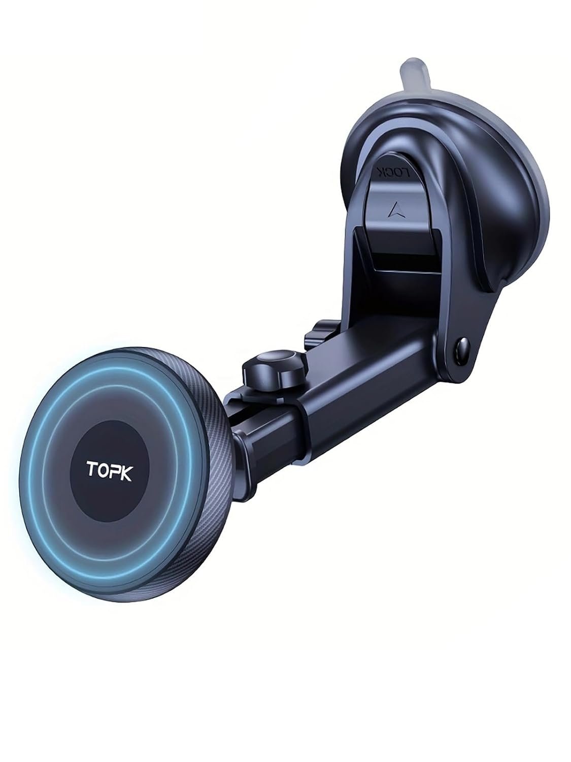 TOPK Magnetic Car Phone Holder, Magnetic Phone Car Mount for Windshield and Dashboard, Strong Suction Adjustable Long Arm with Strongest Magnet, Car Cradle for iPhone 15/14/13/12 Series (Black)