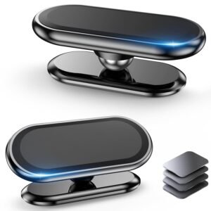 Coolpow 2-Pack Magnetic Phone Holder for Car, Super Strong Magnet, 4 Metal Plates, 360° Rotation, Universal Dash Adhesive Car Mount, Compatible with All Phones
