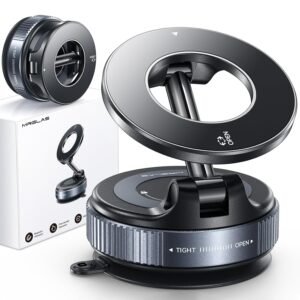 MRGLAS 2026 Upgraded Vacuum Suction Phone Holder for Car Magsafe Car Mount | [98+LBS Suction & 2800gf Magnetic] 360° Adjustable, Shower & Wall Mount Stand, Car Accessories for iPhone 17 Pro Max