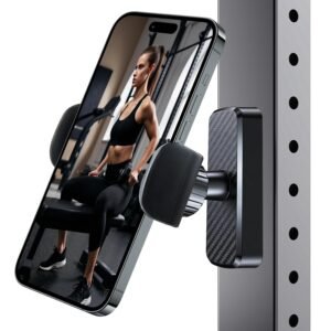 Magnetic Phone Holder for Gym, 8xN52 Strong Magnet Base | Ideal Gym Accessories Gift for Men Women, Compatible with iPhone, All Smartphones, 360° Rotable Mount for Video Recording