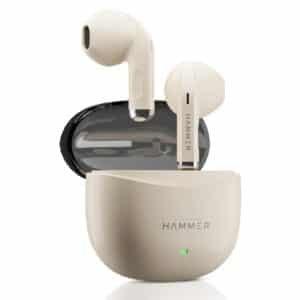 HAMMER Ultra Pods True Wireless Earbuds with in-Built Mic, 100H Standby Time, 1H Charging USB Type-C, 13mm Dynamic Drivers, 50H Playtime, BT v6.0 Connectivity, IPX5 Water Resistant (Beige)