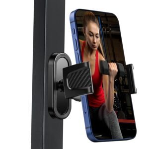 Magnetic Phone Holder for Gym, 360° Adjustable | Gym Phone Mount with Strong Magnet Base, Compatible with All Smartphones