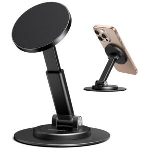 UGREEN for Magsafe Phone Stand, Magnetic Holder 360° Rotating | Adjustable Height, Foldable Portable, with Metal Ring, Compatible with iPhone 16 Pro Max, Galaxy S24, and More