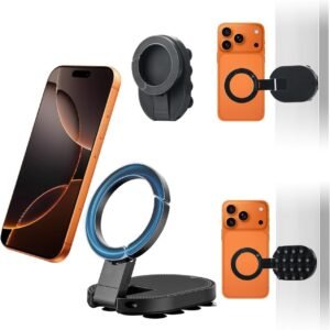 Pocket 3 in 1 Mobile Stand Suction Cup & Magnetic Phone Holder for Content Creators | 360° Rotatable Foldable Phone Stand for Desk, Gym, Video, Vlogs | Compatible, All Smartphones